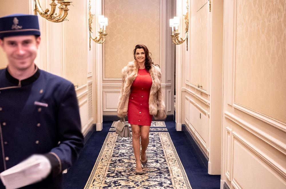 Beautiful Mrs Omnimundi entering her room at the Ritz in Paris