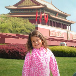 A girl in Tianamen Square in China
