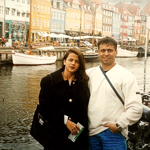 A couple standing in Kobnhavn port in Denmark