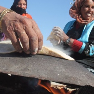 Exotic food: Bread being made by the bedoins in the desert