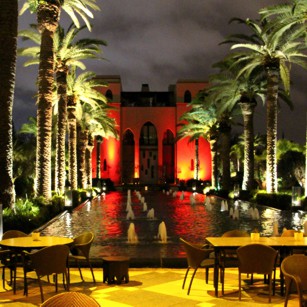 A luxury hotel in Marrakesh by night
